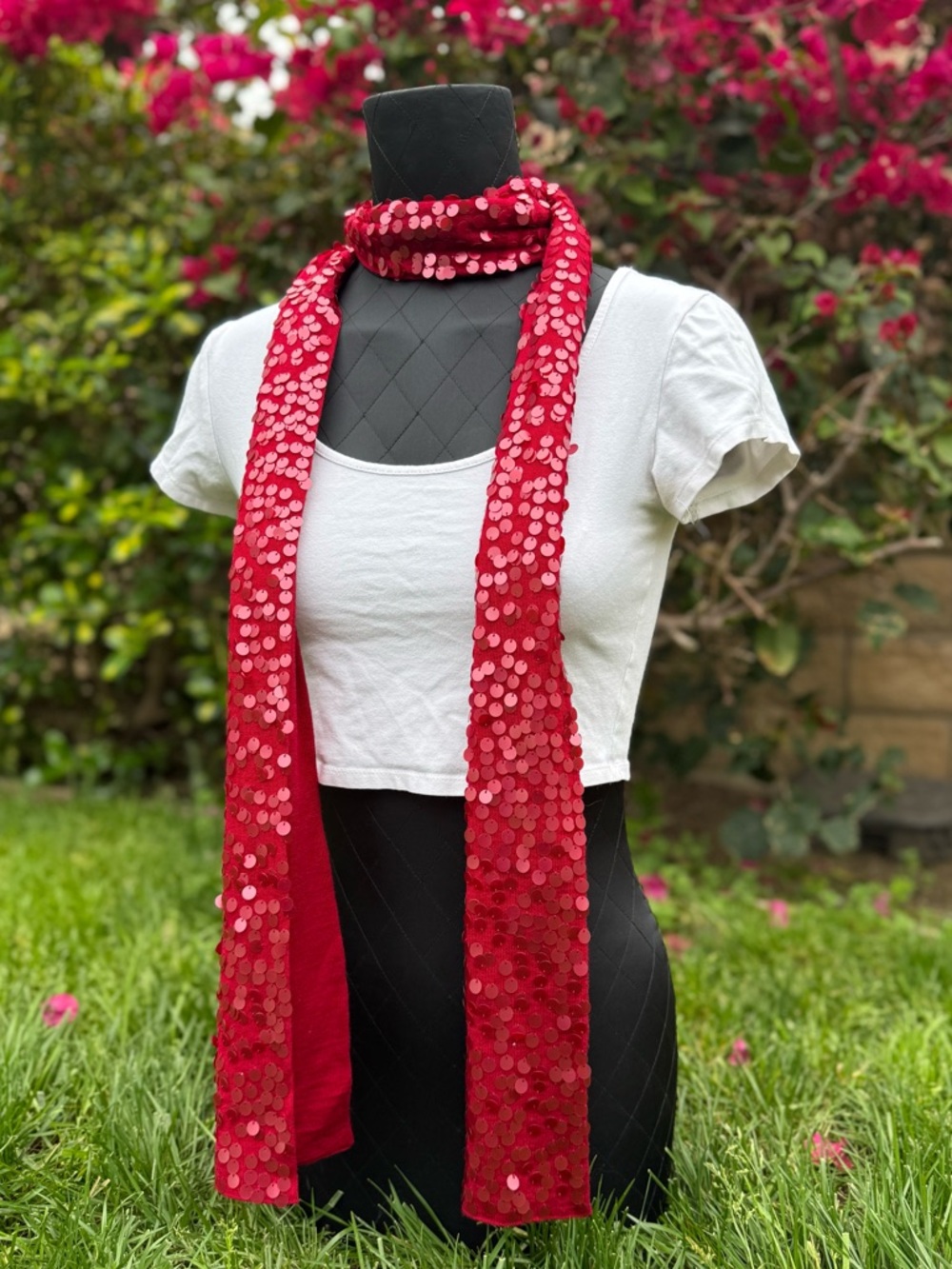 LAST CHANCE! Eileen Fisher 100% Merino Wool Red Sequin Scarf